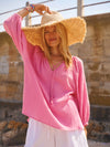 Annabel double cloth cotton smock top - Pink