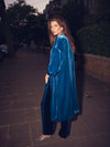 Butterfly velvet kimono - Peacock Blue