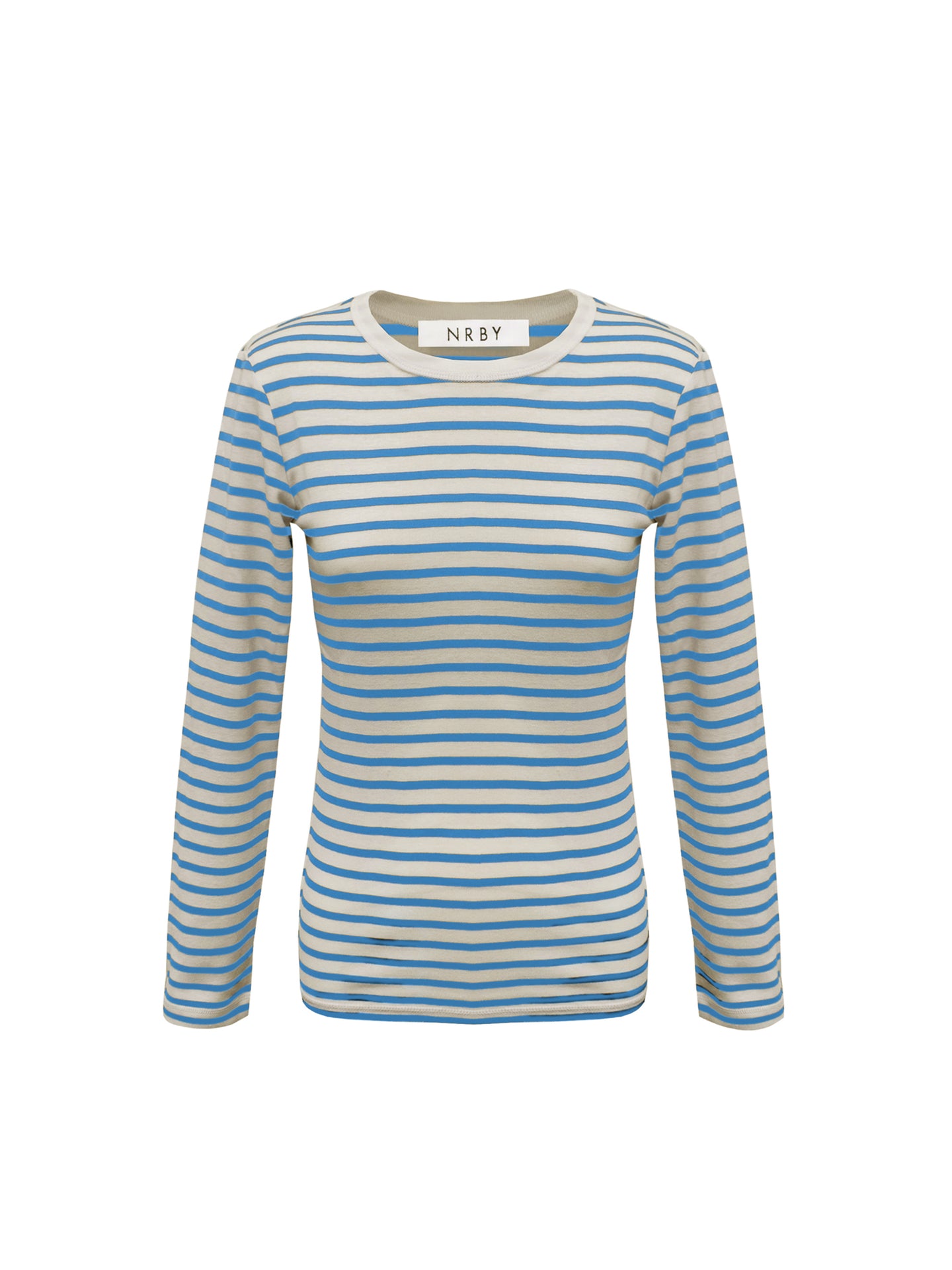 Billie cotton rib stripe t-shirt - Provence Blue & Cream