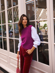 Rosie crew neck chunky knit tank - Garnet