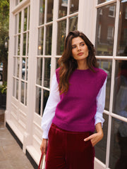 Rosie crew neck chunky knit tank - Garnet