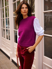 Rosie crew neck chunky knit tank - Garnet