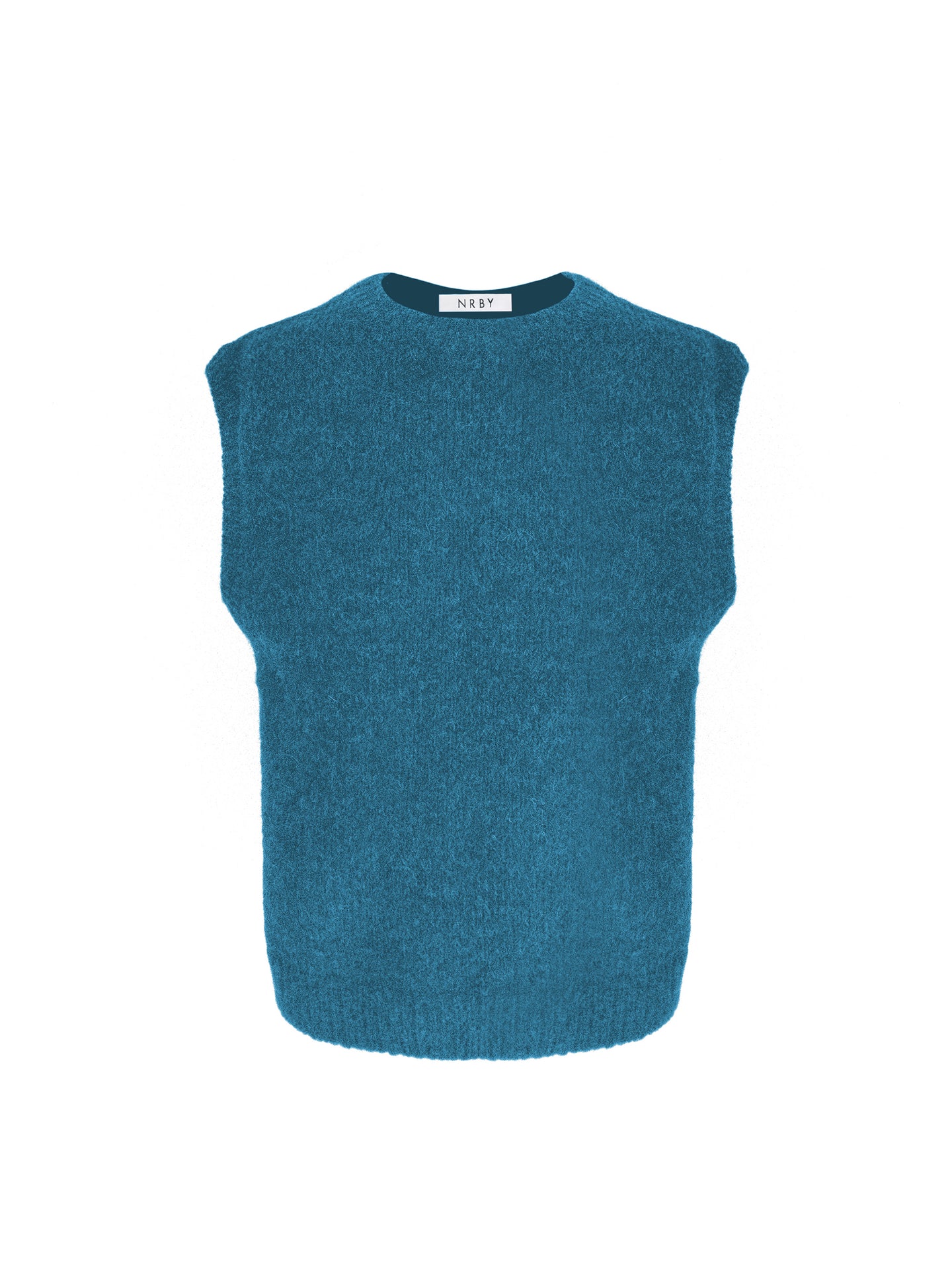 Rosie crew neck chunky knit tank - Peacock Blue