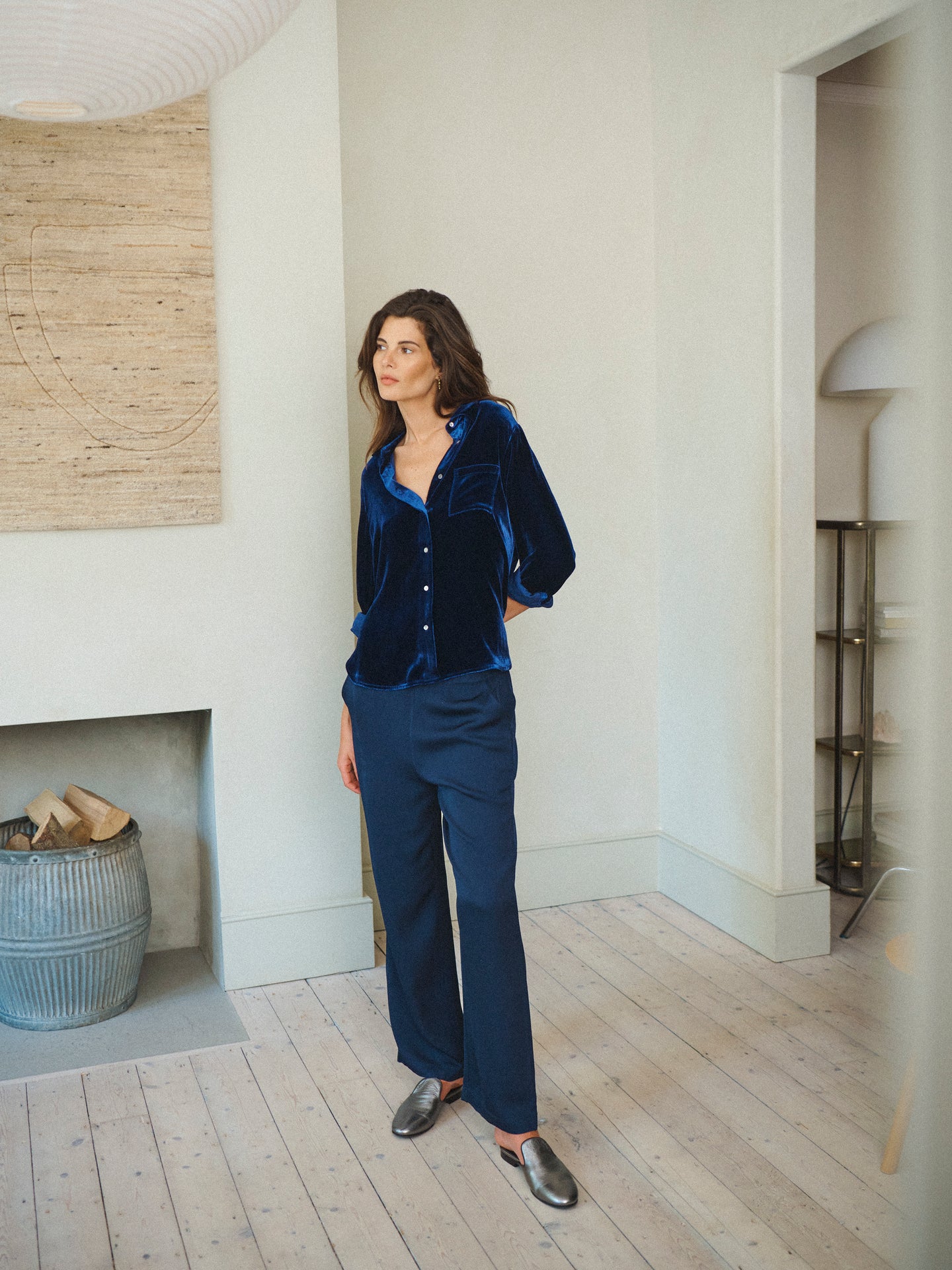 Chiara silk blend velvet shirt - Midnight