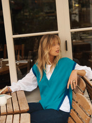 Willow contrast side stripe tank - Peacock/Blue | NRBY Clothing