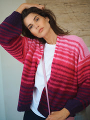 Misha alpaca blend stripe cardigan - Pink Stripe