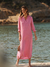 Chrissie linen maxi dress - Cherry Pink