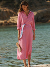 Chrissie linen maxi dress - Cherry Pink