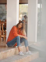 Lydia gauze linen pintuck shirt - Orange | NRBY Clothing
