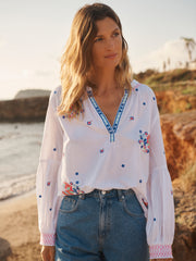 Birdie cotton embroidered top - White | NRBY Clothing