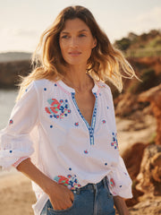 Birdie cotton embroidered top - White | NRBY Clothing