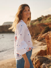 Birdie cotton embroidered top - White | NRBY Clothing