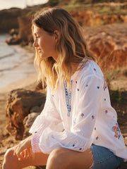 Birdie cotton embroidered top - White | NRBY Clothing