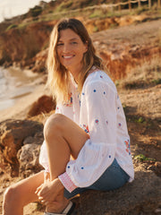 Birdie cotton embroidered top - White | NRBY Clothing