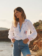 Birdie cotton embroidered top - White | NRBY Clothing