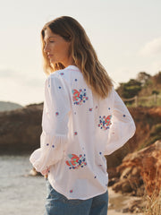 Birdie cotton embroidered top - White | NRBY Clothing