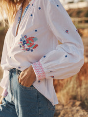 Birdie cotton embroidered top - White | NRBY Clothing