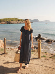 Bridget linen jersey dress - Navy | NRBY Clothing
