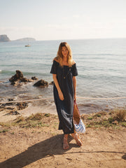 Bridget linen jersey dress - Navy | NRBY Clothing