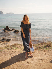 Bridget linen jersey dress - Navy | NRBY Clothing