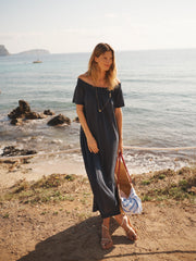 Bridget linen jersey dress - Navy | NRBY Clothing