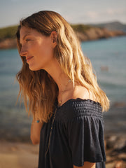 Bridget linen jersey dress - Navy | NRBY Clothing