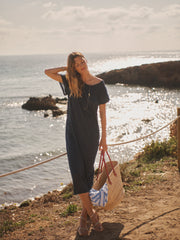 Bridget linen jersey dress - Navy | NRBY Clothing