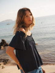 Blue Linen Top