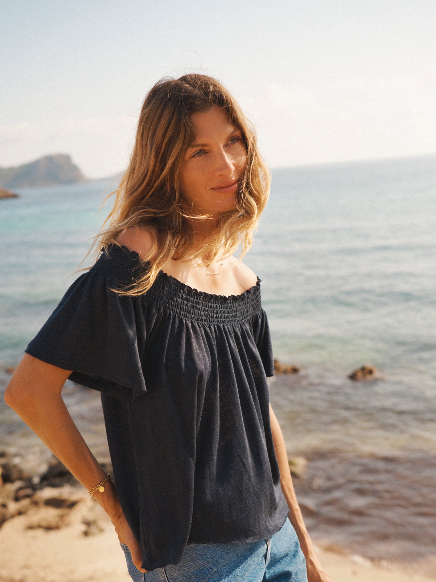 Blue Linen Top