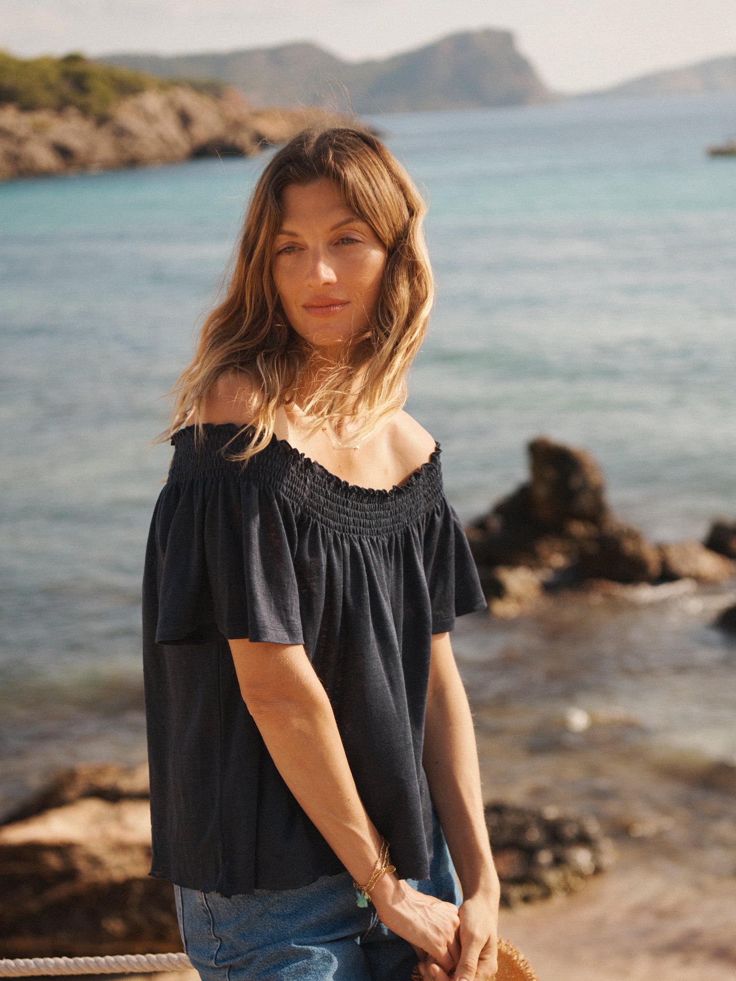 Blue Linen Top