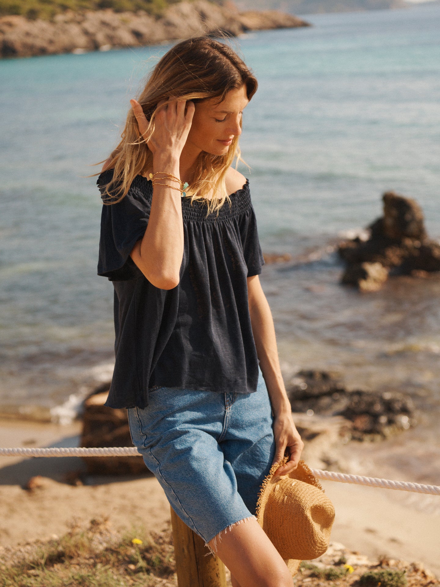 Blue Linen Top