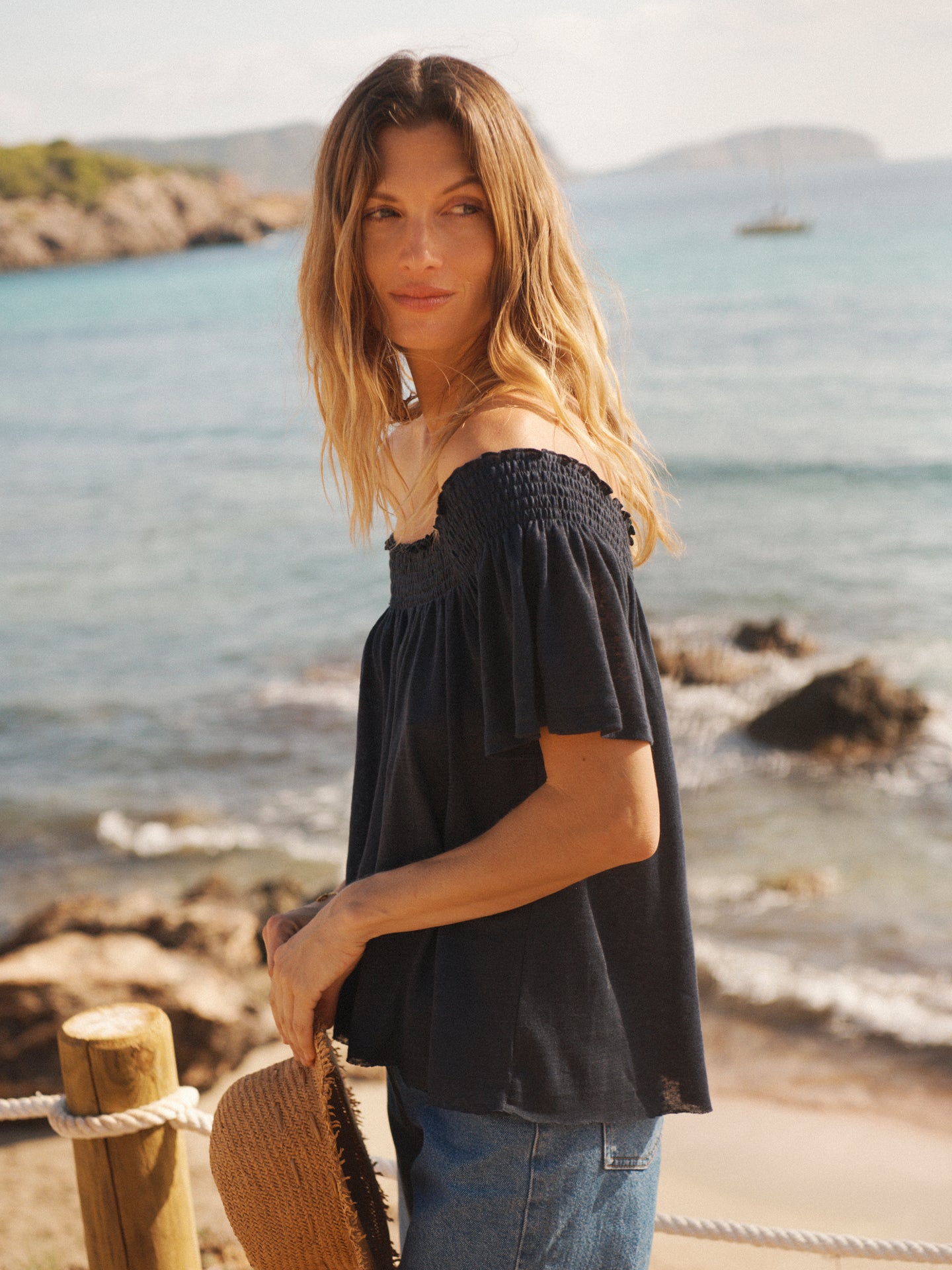 Blue Linen Top