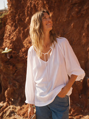 Chevalier cotton shadow stripe top - White | NRBY Clothing