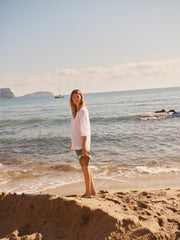 Chevalier cotton shadow stripe top - White | NRBY Clothing