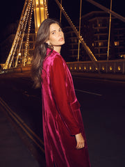 Odette silk blend velvet opera coat - Hot Pink