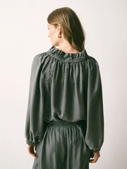 Lenni silk twill top - Khaki | NRBY Clothing