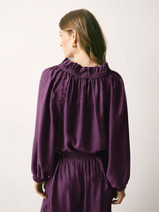 Lenni silk twill top - Plum Noir | NRBY Clothing
