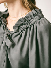 Lenni silk twill top - Khaki | NRBY Clothing