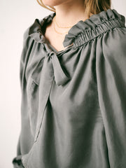 Lenni silk twill top - Khaki | NRBY Clothing