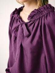 Lenni silk twill top - Plum Noir | NRBY Clothing