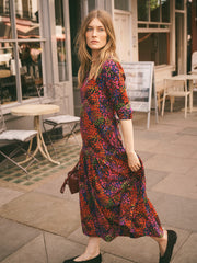Ashlyn silk crazy petal print maxi dress | NRBY Clothing