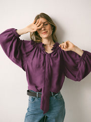 Lenni silk twill top - Plum Noir | NRBY Clothing