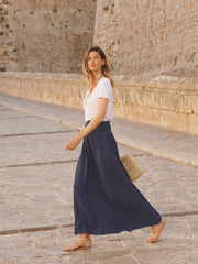 Lottie cotton double cloth skirt - Navy | NRBY Clothing