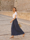 Lottie cotton double cloth skirt - Navy