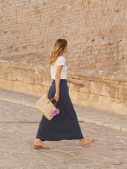 Lottie cotton double cloth skirt - Navy | NRBY Clothing