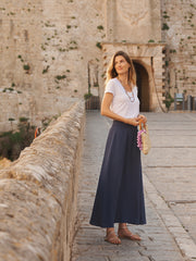 Lottie cotton double cloth skirt - Navy | NRBY Clothing