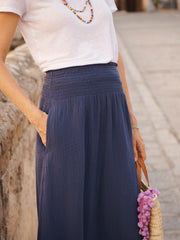 Lottie cotton double cloth skirt - Navy | NRBY Clothing