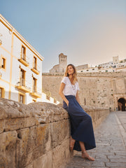 Lottie cotton double cloth skirt - Navy | NRBY Clothing