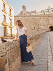 Lottie cotton double cloth skirt - Navy | NRBY Clothing