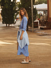 Chrissie linen maxi dress - Bright Blue